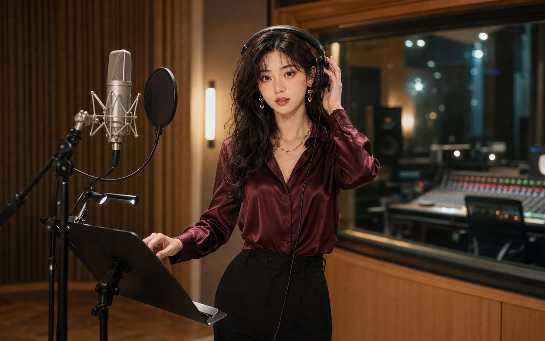 プロのレコーディングスタジオで歌唱収録に臨む Celia Leung (梁心晴)